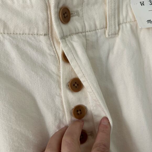 Madewell Men's Patch Pocket Relaxed Fit Button Fly Straight Jeans Ecru 29 New - Picture 4 of 8